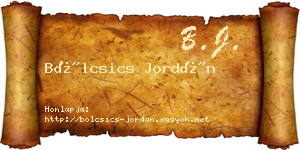 Bölcsics Jordán névjegykártya